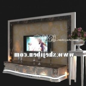 Modelo 3D de móveis decorativos europeus para gabinete de TV
