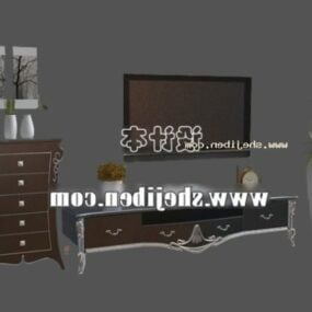 Armário de TV antigo com mesa vintage Modelo 3D