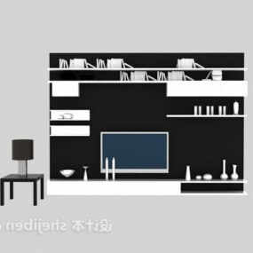 黑色电视柜家具套装3d模型