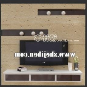 Meuble TV avec étagère murale plate en bois modèle 3D