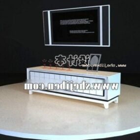Tv Table Black White Furniture 3d model