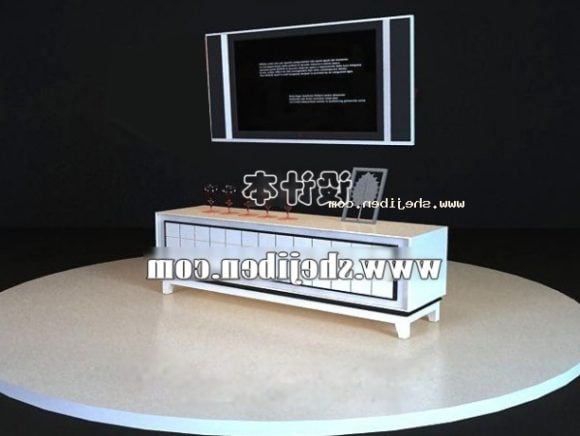 طاولة تلفزيون أثاث أبيض أسود