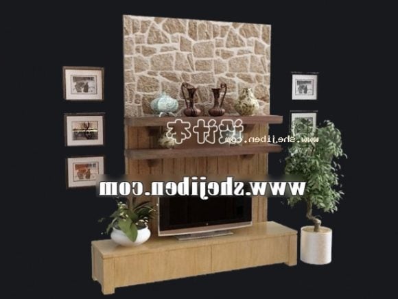 Tv Cabinet Set With Plant Potted
