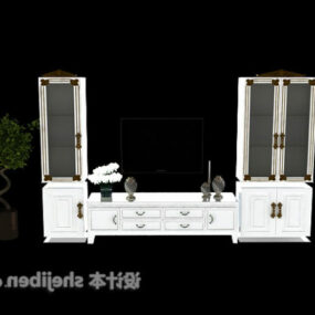 European Tv Cabinet With Decorative Tableware 3d model