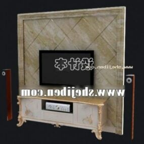 کابینت تلویزیون با دیوار پشتی مرمر مدل سه بعدی