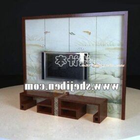 그림 뒷벽이있는 TV 캐비닛 3d 모델