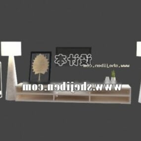 Tv Table With Lamp And Tableware 3d model