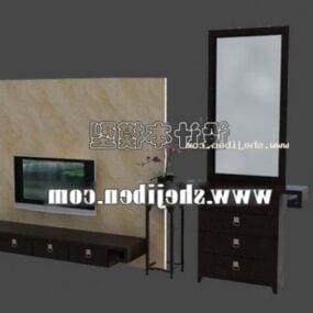 Tv Cabinet With Mirror On Nightstand 3d model