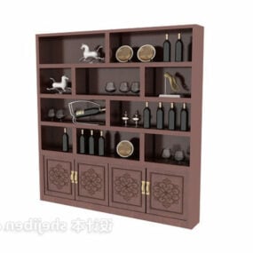 Wine Cabinet With Tableware 3d model