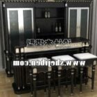 Dark Wood Wine Cabinet With Bar Chair