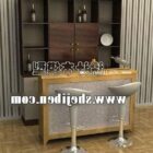 Brown Wine Cabinet With Bar Chair