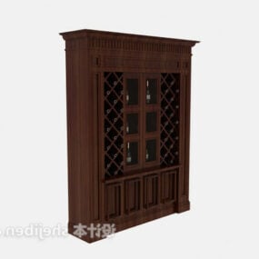 Antique Wine Cabinet Brown Wooden 3d model