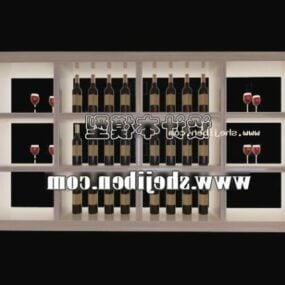 کابینت شراب مدرن با بطری شیشه ای مدل سه بعدی