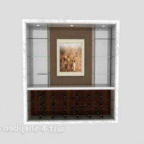 Wine Cabinet With Photo Frame Decorative 3d model