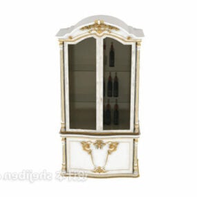 Boutique Wine Cabinet Golden Decorative Elements 3d model
