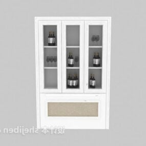 Large Cabinet Wooden Frame Glass Door 3d model