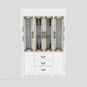 White Wine Cabinet With Glass Panel Covered 3d model