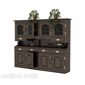 Antique Wine Cabinet Carved Door Style 3d model