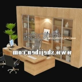 Office Showcase Cabinet With Working Table 3d model