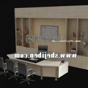 Work Desk With Showcase Cabinet 3d model