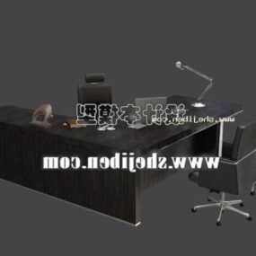 MDF-Eckschreibtisch mit Stuhl 3D-Modell