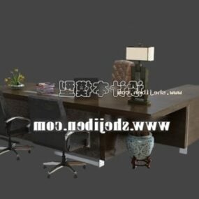 Rohový Pracovní Stůl Stůl A Židle 3D model