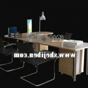 Кутовий робочий стіл зі стільцем 3d модель