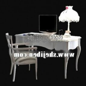 Work Table With Chair And Lamp 3d model