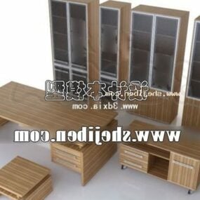 Desk Table And Cabinet Set 3d model