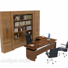 Silla de escritorio de oficina ejecutiva de cuero negro modelo 3d