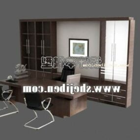 Desk With Cabinet Office Furniture 3d model