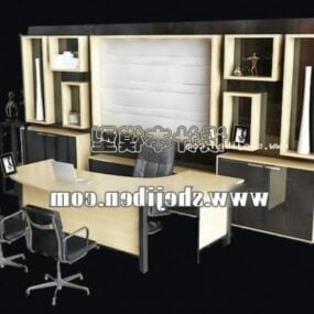 Skrivebord med skab Kontormøbler 3d-model