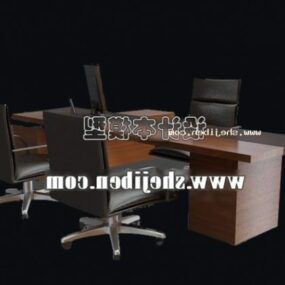 Working Desk Wheel Chair Office Room 3d model