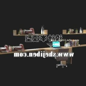 Working Desk With Tableware Office Furniture 3d model