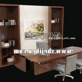 Armário de trabalho com mesa e cadeira modelo 3d