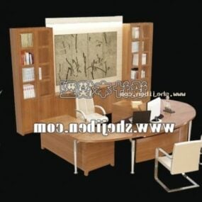 Work Desk Chair With Cabinet Office Furniture 3d model