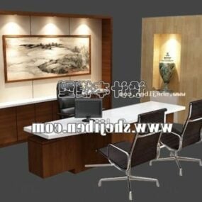 Executive Office Desk And Cabinet 3d model