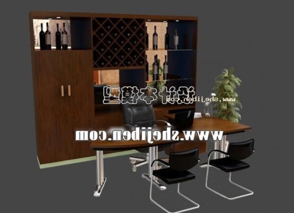 کابینت چوبی قهوه ای با میز کار