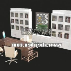 Modern Boss Work Desk With Chair And Cabinet 3d model