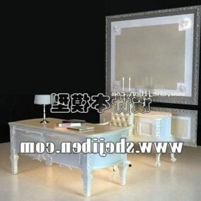 3д модель европейского домашнего рабочего стола в элегантном стиле