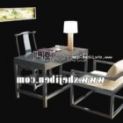 Modern Work Desk With Chair And Table Lamp