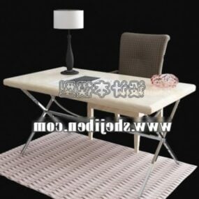 طاولة بسطح رخامي وأرجل فولاذية نموذج ثلاثي الأبعاد