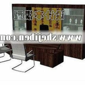 مكتب مع كرسي ناتئ وخزانة نموذج ثلاثي الأبعاد