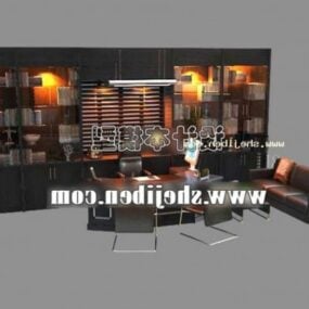 キャビネット付きワーキングデスク家具3Dモデル