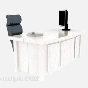Meja Kerja Putih Dengan Furnitur Kursi model 3d