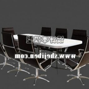 Modern Conference Table With Wheel Chairs 3d model