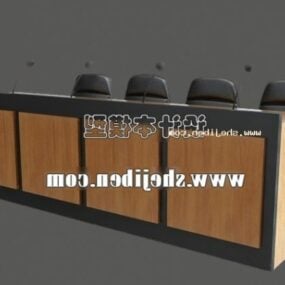 Hölzerner Konferenztisch und Stuhl 3D-Modell
