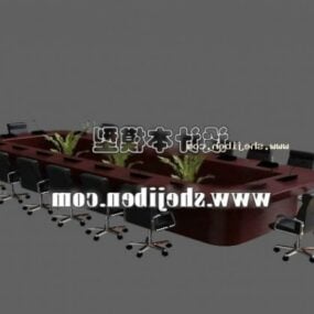 Conference Table With Wheel Chairs Furniture 3d model
