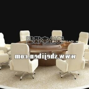 ऑफिस मीटिंग टेबल कुर्सी गोल आकार का 3डी मॉडल