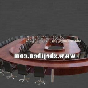 Office Meeting Table Curved Shaped 3d model